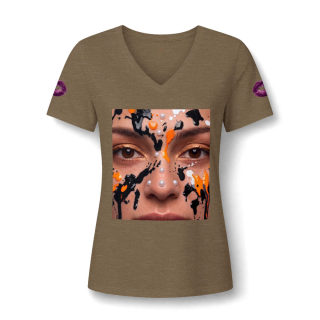 Paint Splatter Face V-Neck Tee | Abstract Face Art 12