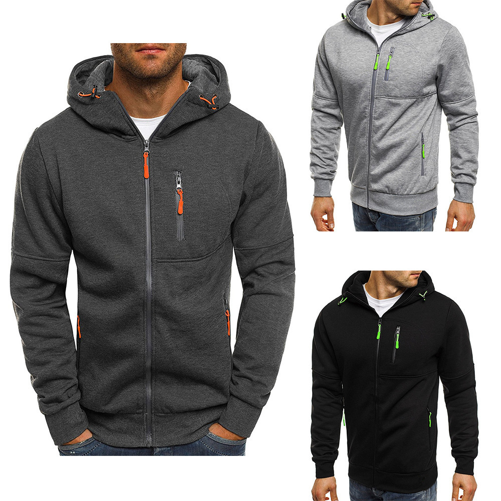 Sports Zipper Hoodie Cardigan | Stand Collar Hooded Jacket