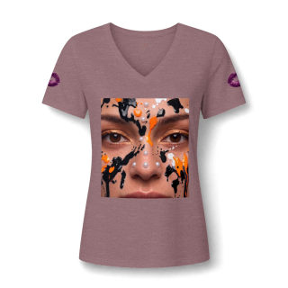 Paint Splatter Face V-Neck Tee | Abstract Face Art 9