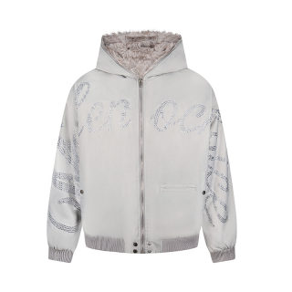 Hawk Embroidered Letter Hooded Cotton Coat | Unisex Loose Warm Outerwear 6