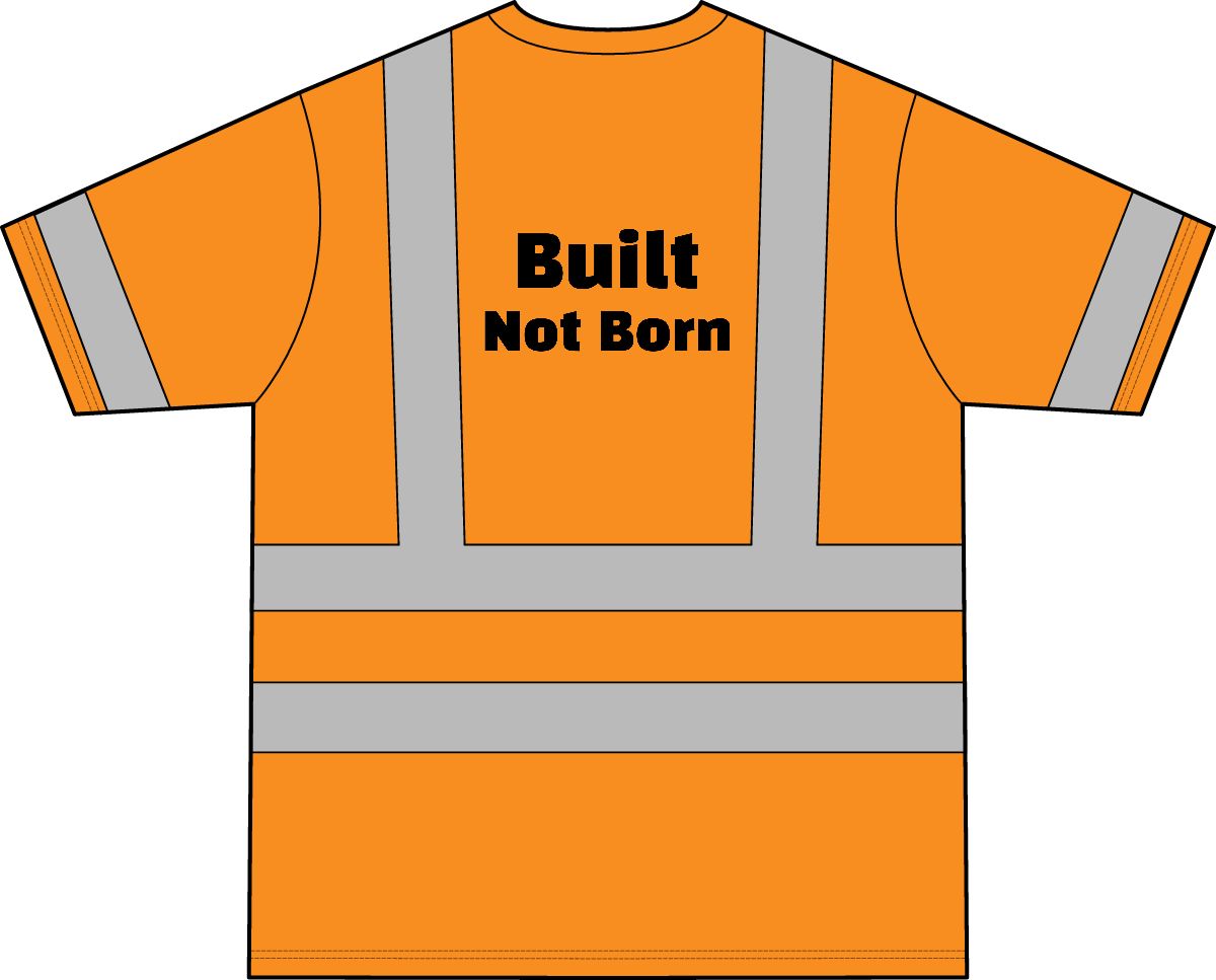 Built Not Born reflective safety shirt | Hi-Vis Orange ANSI 107 Class 3