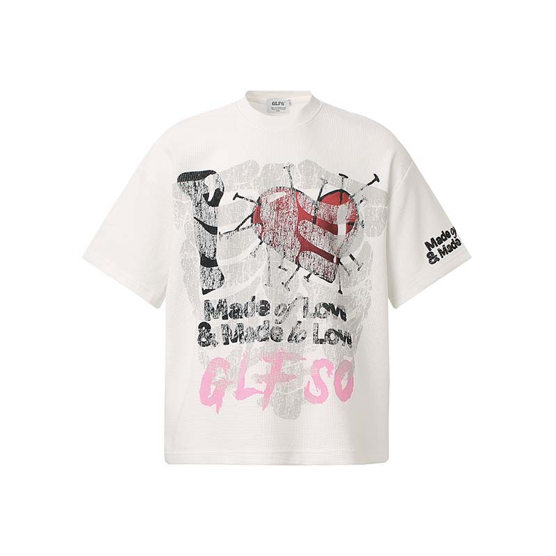 Skeleton Graffiti 'Love' Print Short Sleeve T-Shirt | American Vintage