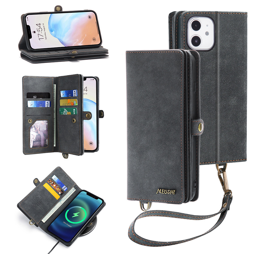 Leather Flip Case for iPhone, Card Slot Protective Cover