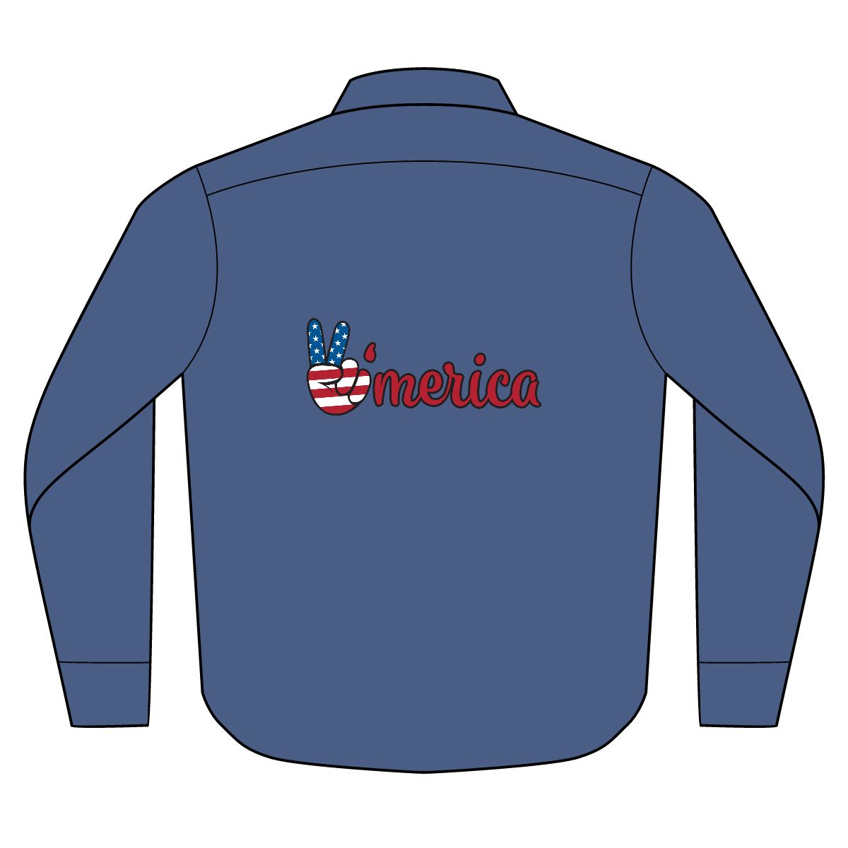 'Merica peace sign graphic denim shirt