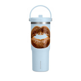 Faux Fur Kiss Lips Tumbler 32oz | Lip Print Travel Mug 6