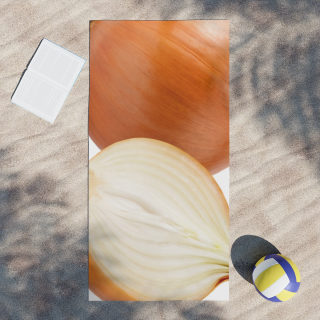 Onion Print Beach Towel | Realistic Onion Design, Kitchen Produce Pattern 15