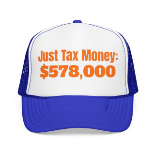 Just Tax Money: 578,000 Foam Trucker Hat | Political Statement, Bold Orange Text 11