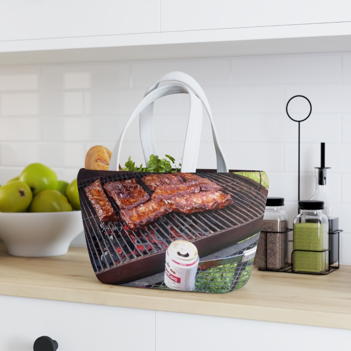 Grilled Ribs Lunch Bag | BBQ Pit Barbecue Design
