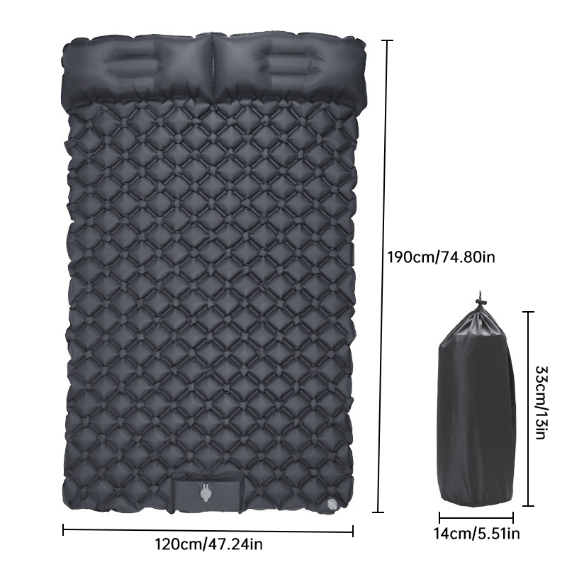 Camping sleeping pad — ultralight inflatable sleeping pad with pillow, 1-2 person