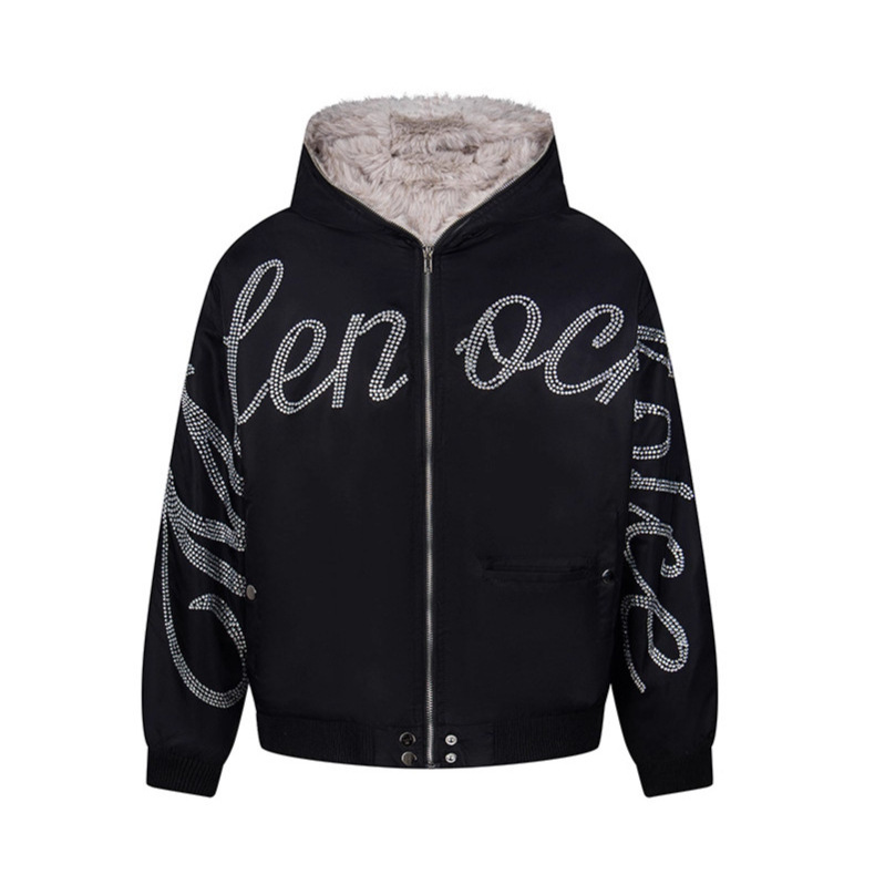 Hawk Embroidered Letter Hooded Cotton Coat | Unisex Loose Warm Outerwear