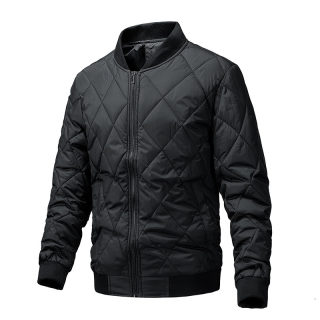 Men's Baseball Collar Diamond Grid Jacket | Urban Plus Size Cotton Coat 6