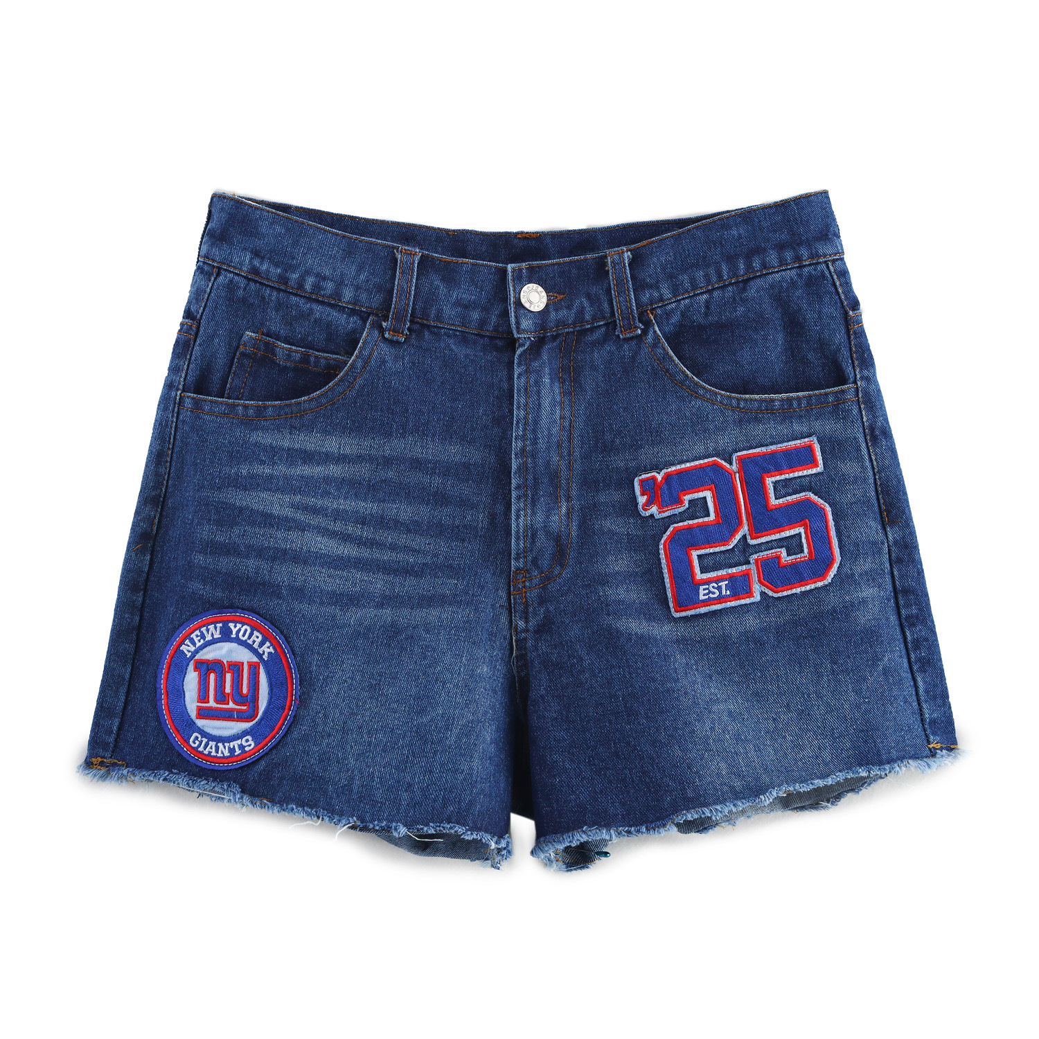 Women's High-Waisted Decorative Denim Shorts