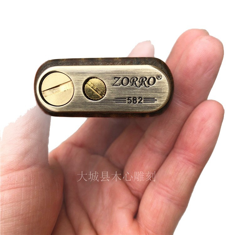Zorro Wooden Kerosene Lighter, Push-Button Ignition
