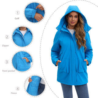 Women's Long Sleeve Hooded Jacket with Pockets 2