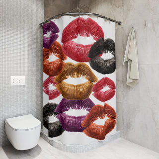 Colorful Lip Print Shower Curtains | Kiss Pattern Bath Curtain 5