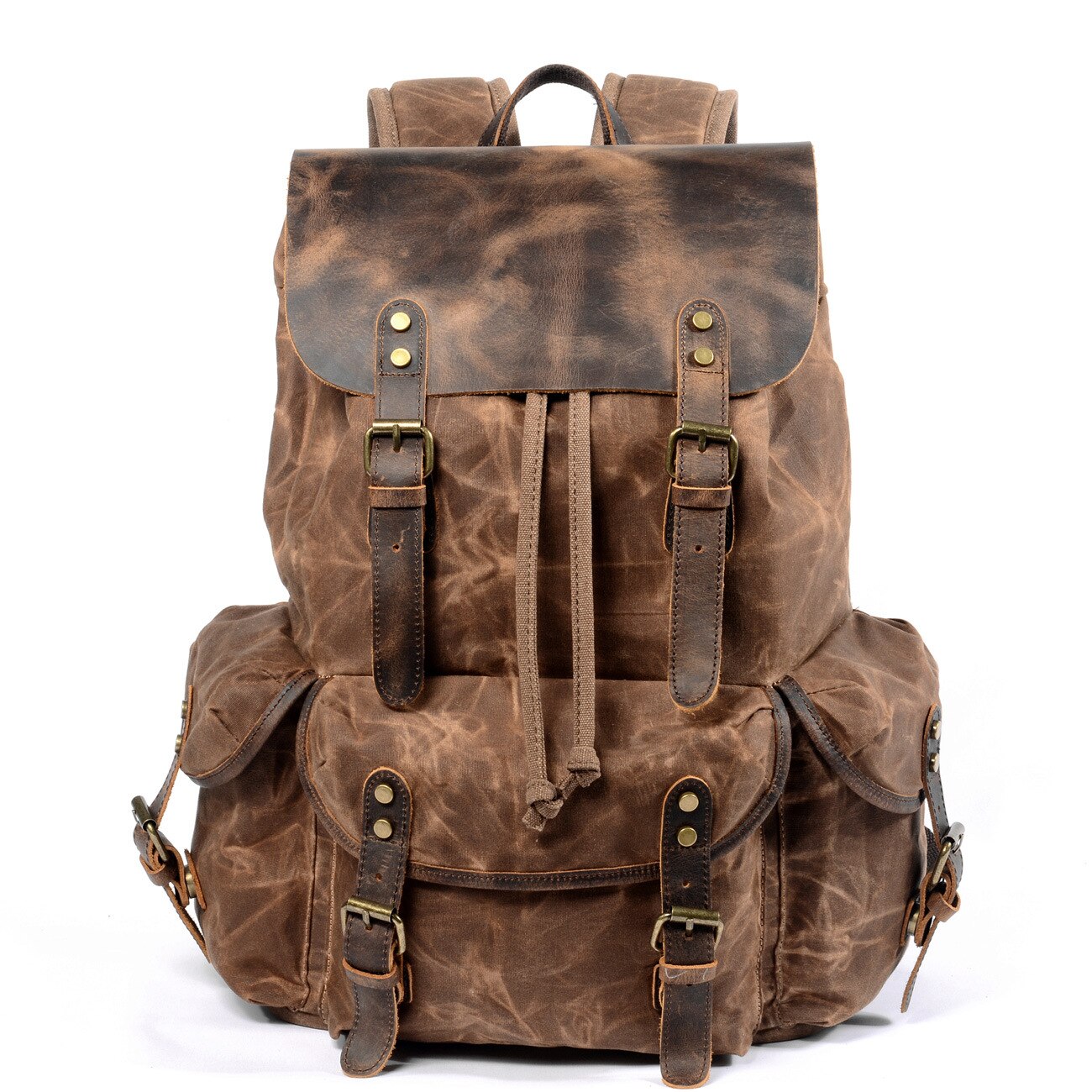 Men's Oil Wax Canvas Backpack | Computer & School Retro Drawstring Bag