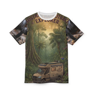 Outback Explorer Campervan Tee | Jungle RV Adventure All-Over Print 3