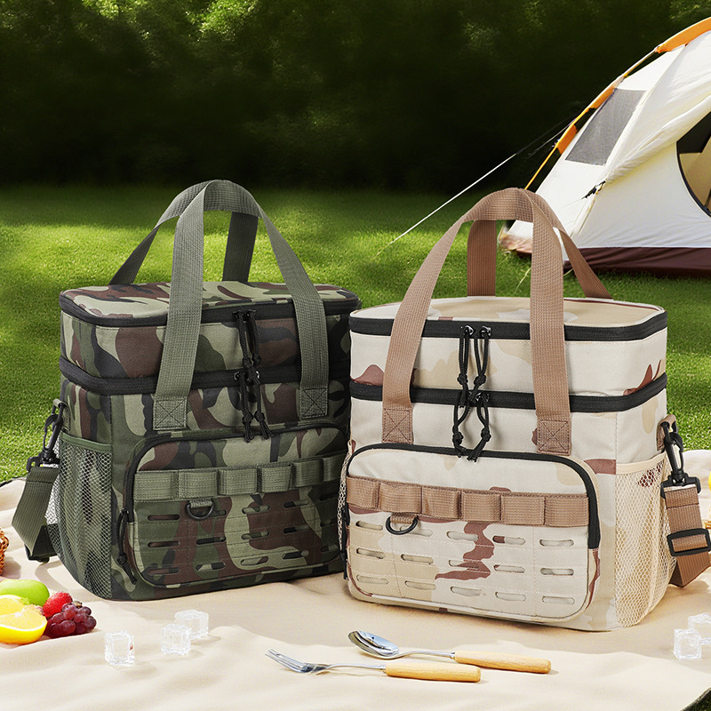 Outdoor Double-Layer Camouflage Cooler Bag | Large Capacity Shoulder Tote
