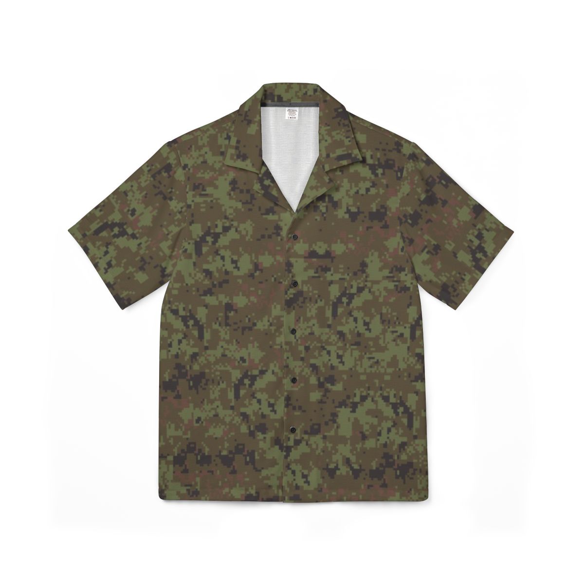 Green Camo Pattern Hawaiian Camp Shirt | Short Sleeve Button-Up