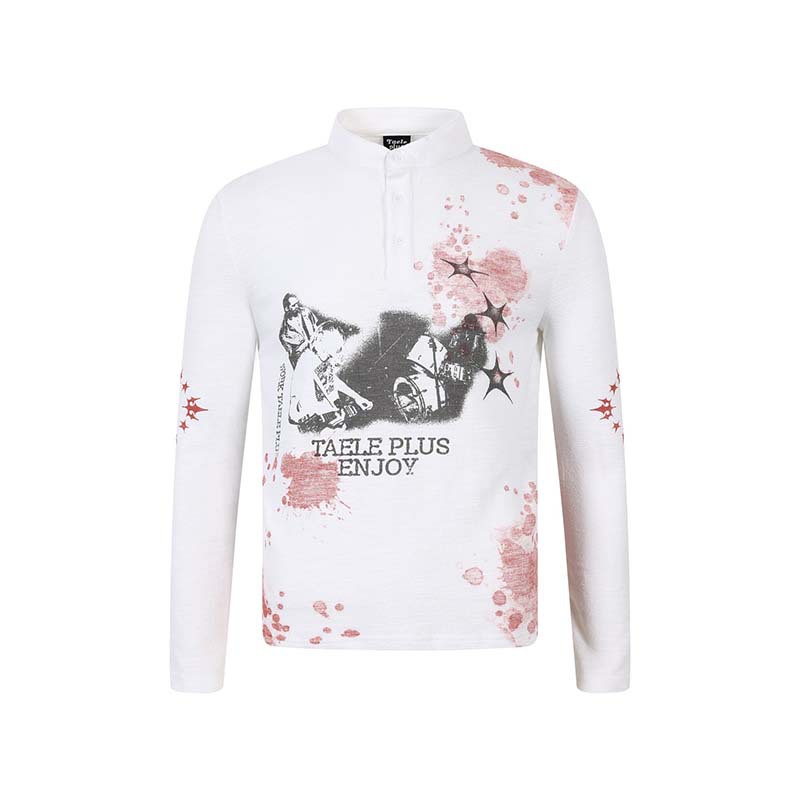 Character Letter Print Long Sleeve Shirt | American Vintage