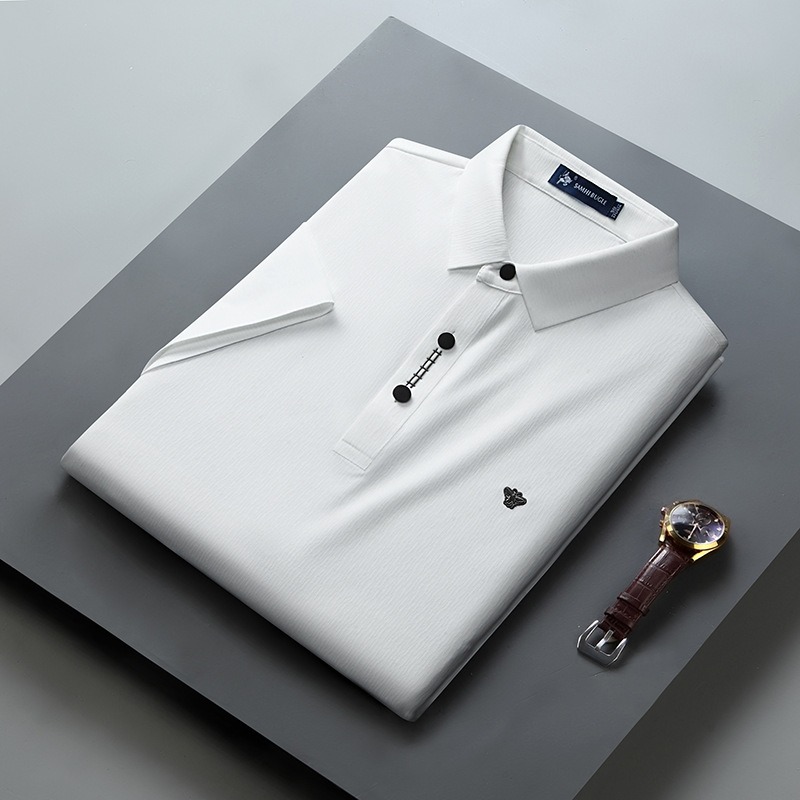 Flip Collar Seamless Short Sleeve T-Shirt for Men | Business Casual