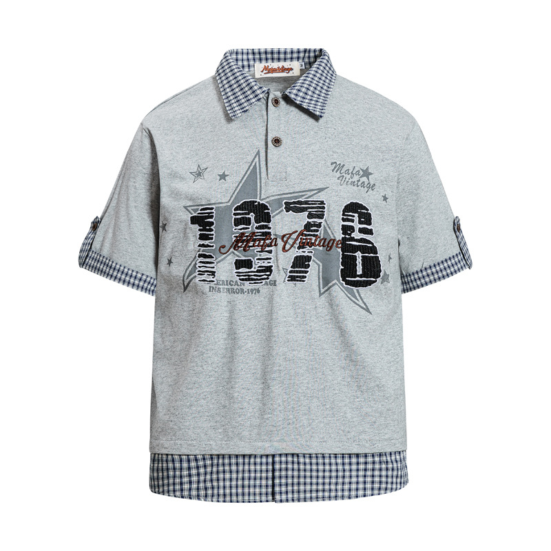 Star Letter Print Polo Shirt | Streetwear