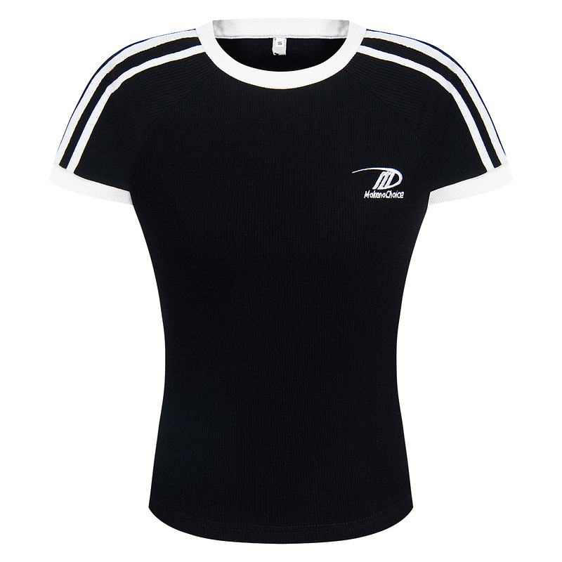 Short Slim Fit Striped T-Shirt | Casual Sporty Slimming