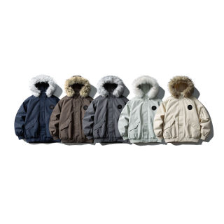 Detachable Fur Collar Hooded Workwear Jacket | Warm White Duck Down 5