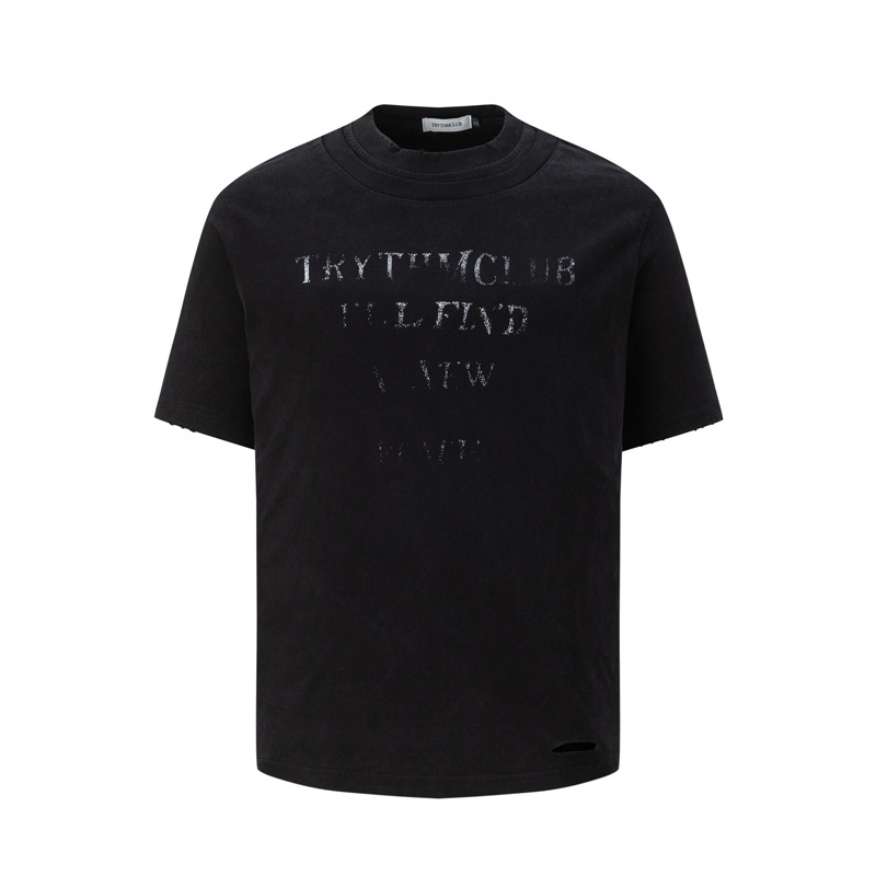 Washed Ripped Short-Sleeve T-Shirt | Street Fashion Distressed Cotton Blend
