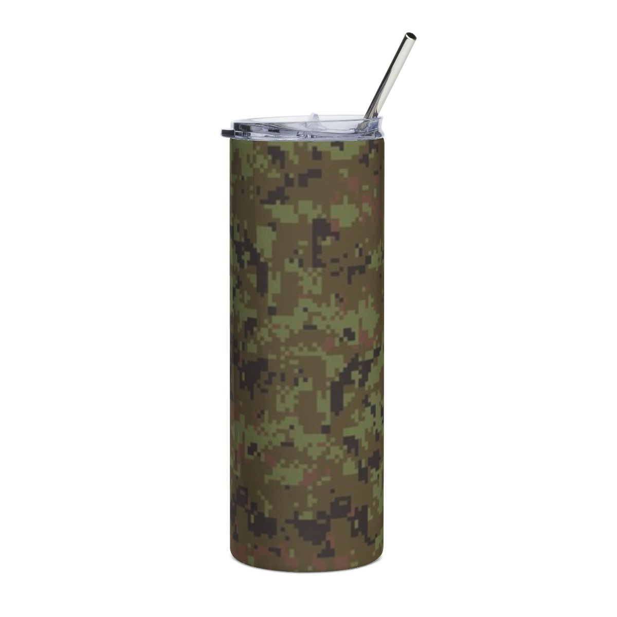 Green Digital Camo Stainless Steel Tumbler | 20oz Skinny Travel Cup