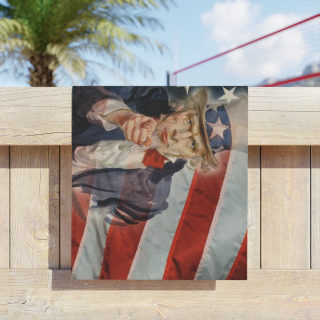 Uncle Sam Pointing American Flag Beach Towel | Patriotic Fourth of July 10