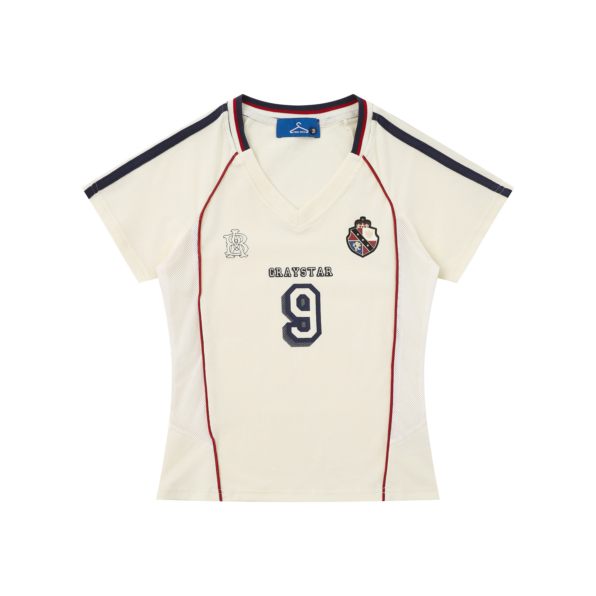 Color-Block Cropped Top | Badge Embroidery Baseball Style