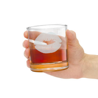 Kiss Mark Whiskey Glass | 10.5oz Engraved Rocks Glass 6