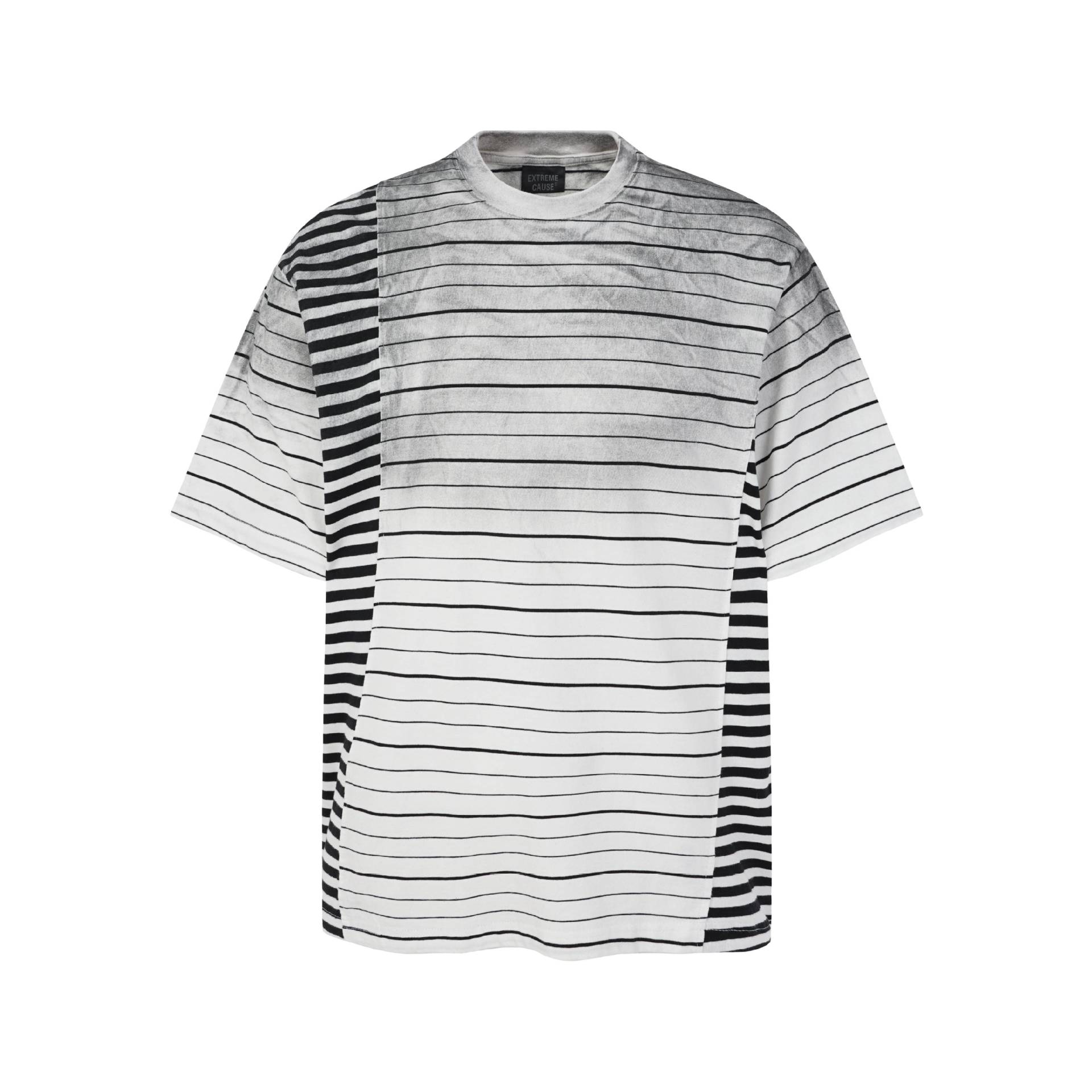 Asymmetric Striped Short Sleeve T-Shirt