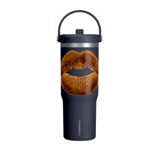 Faux Fur Kiss Lips Tumbler 32oz | Lip Print Travel Mug 1