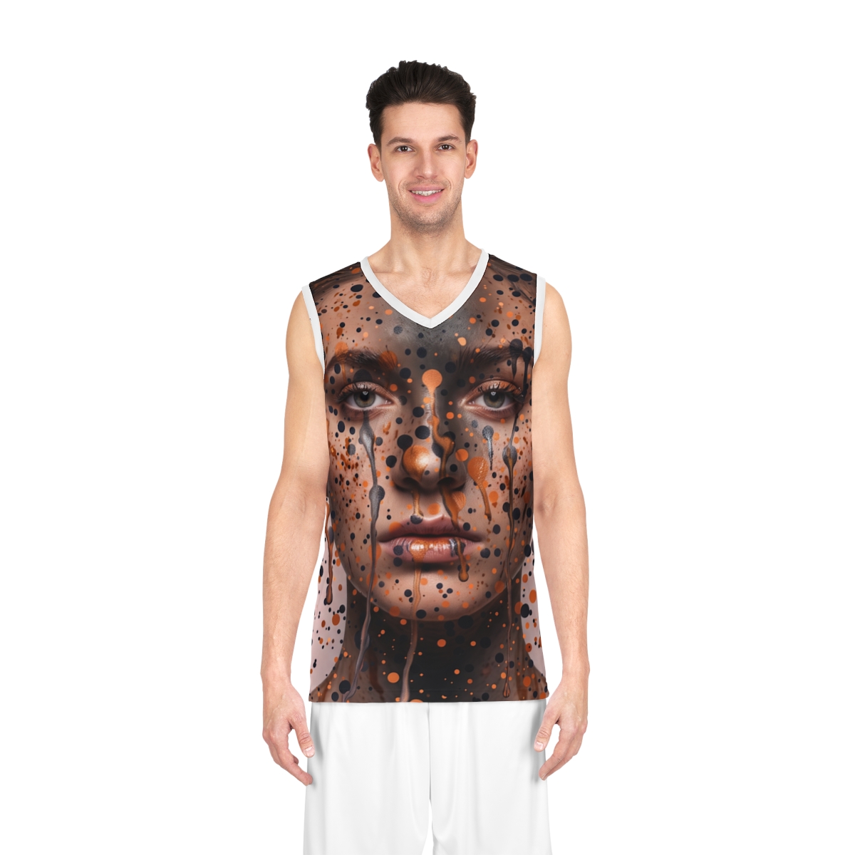 Paint Splatter Portrait Basketball Jersey | Artistic Face All-Over Print