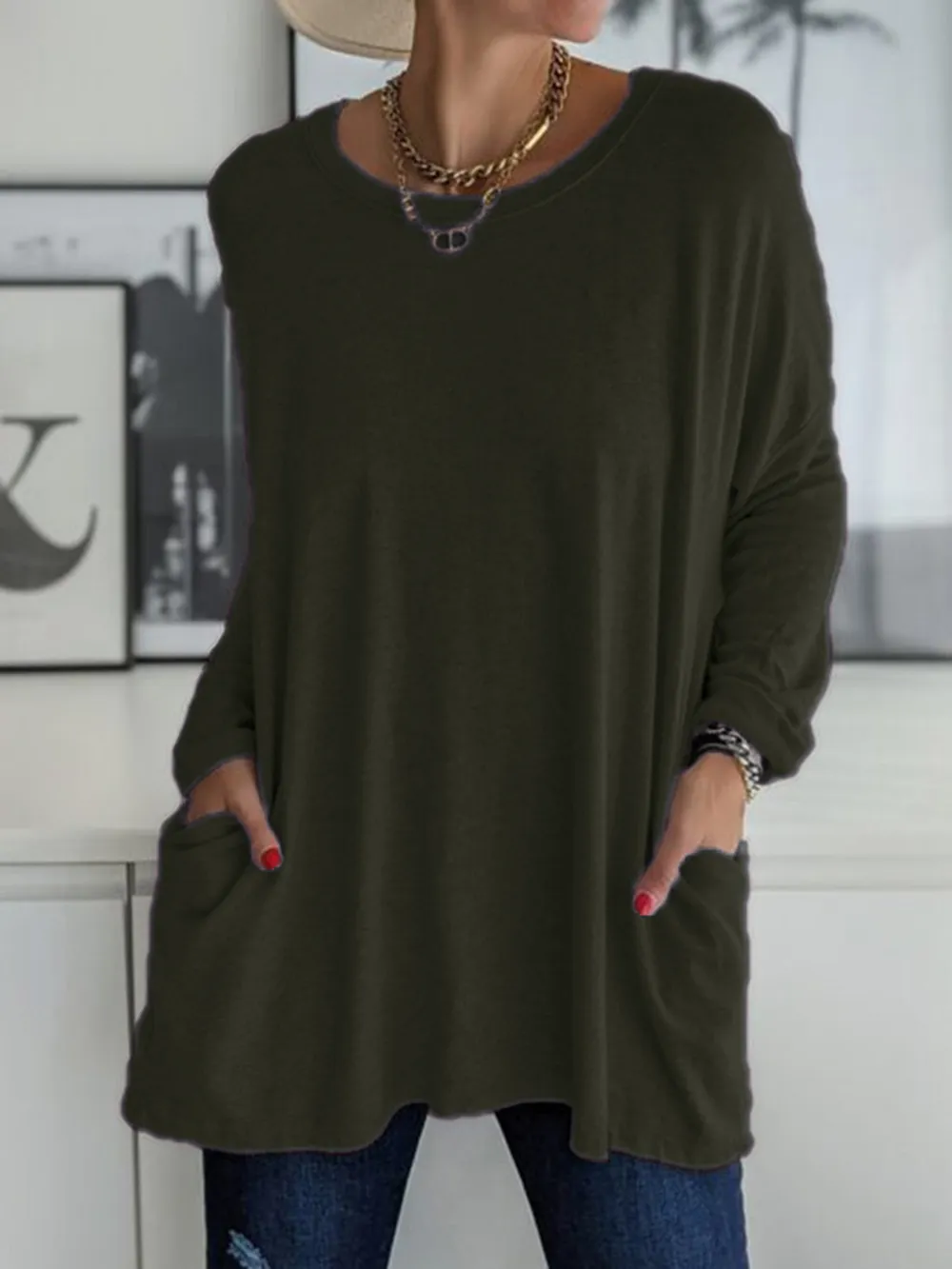 Full Size Round Neck Long Sleeve T-Shirt 1