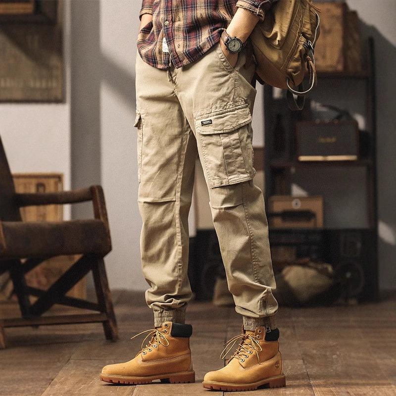 Men's Multi-Pocket Cargo Pants with Cuffed Hem
