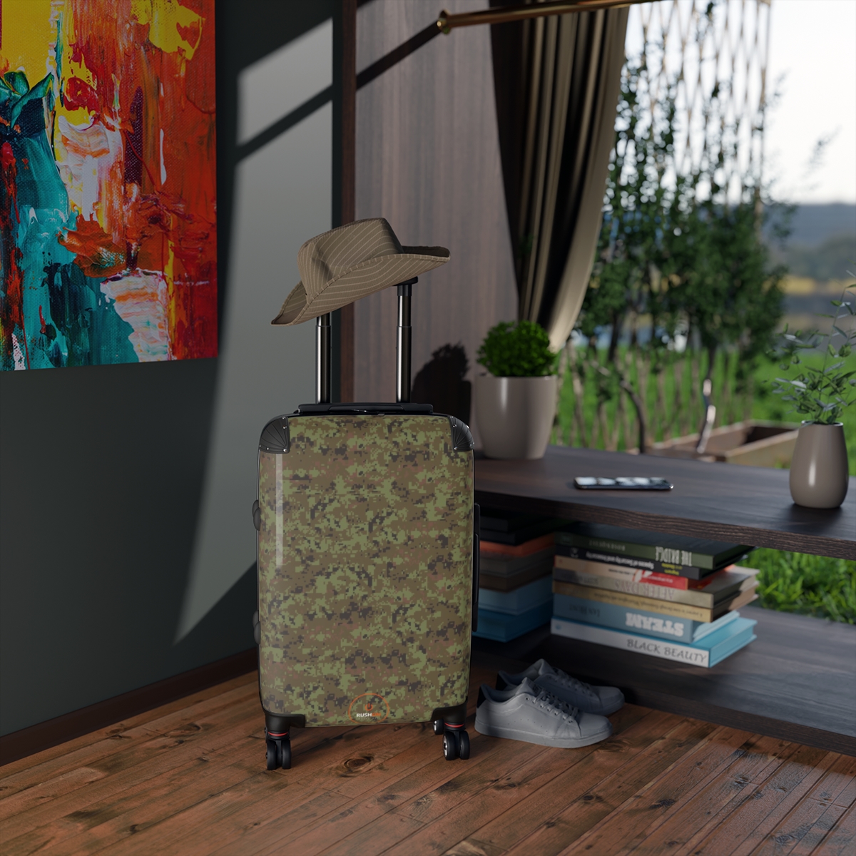 Digital Camo Suitcase | Carry-On Luggage with Telescoping Handle