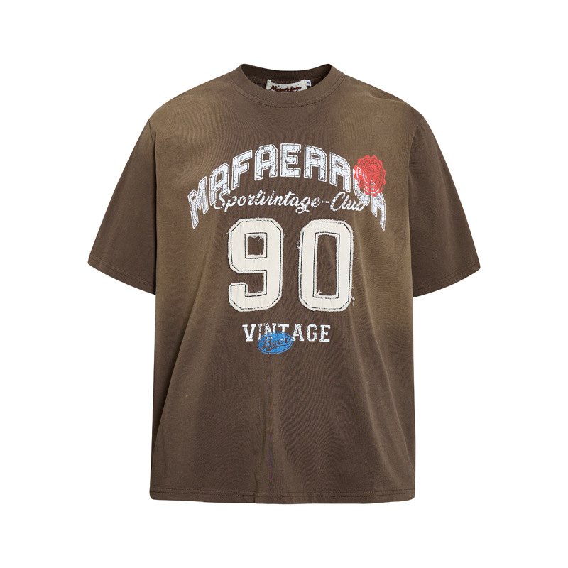 Spray Paint Distressed Embroidery T-Shirt