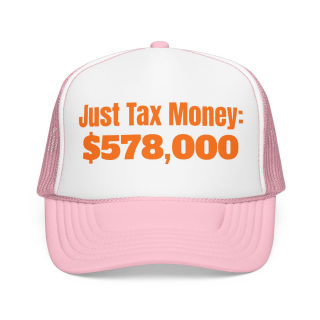 Just Tax Money: 578,000 Foam Trucker Hat | Political Statement, Bold Orange Text 8