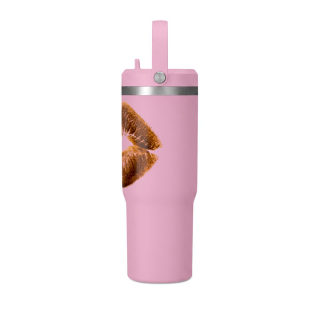 Faux Fur Kiss Lips Tumbler 32oz | Lip Print Travel Mug 28
