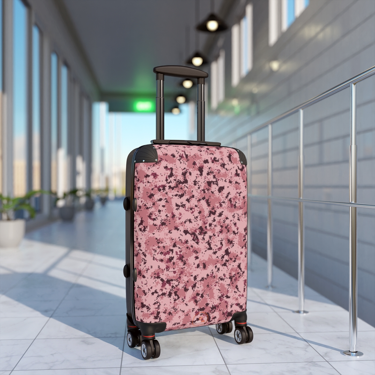 Pink Digital Camo Suitcase | Rolling Carry-On Luggage