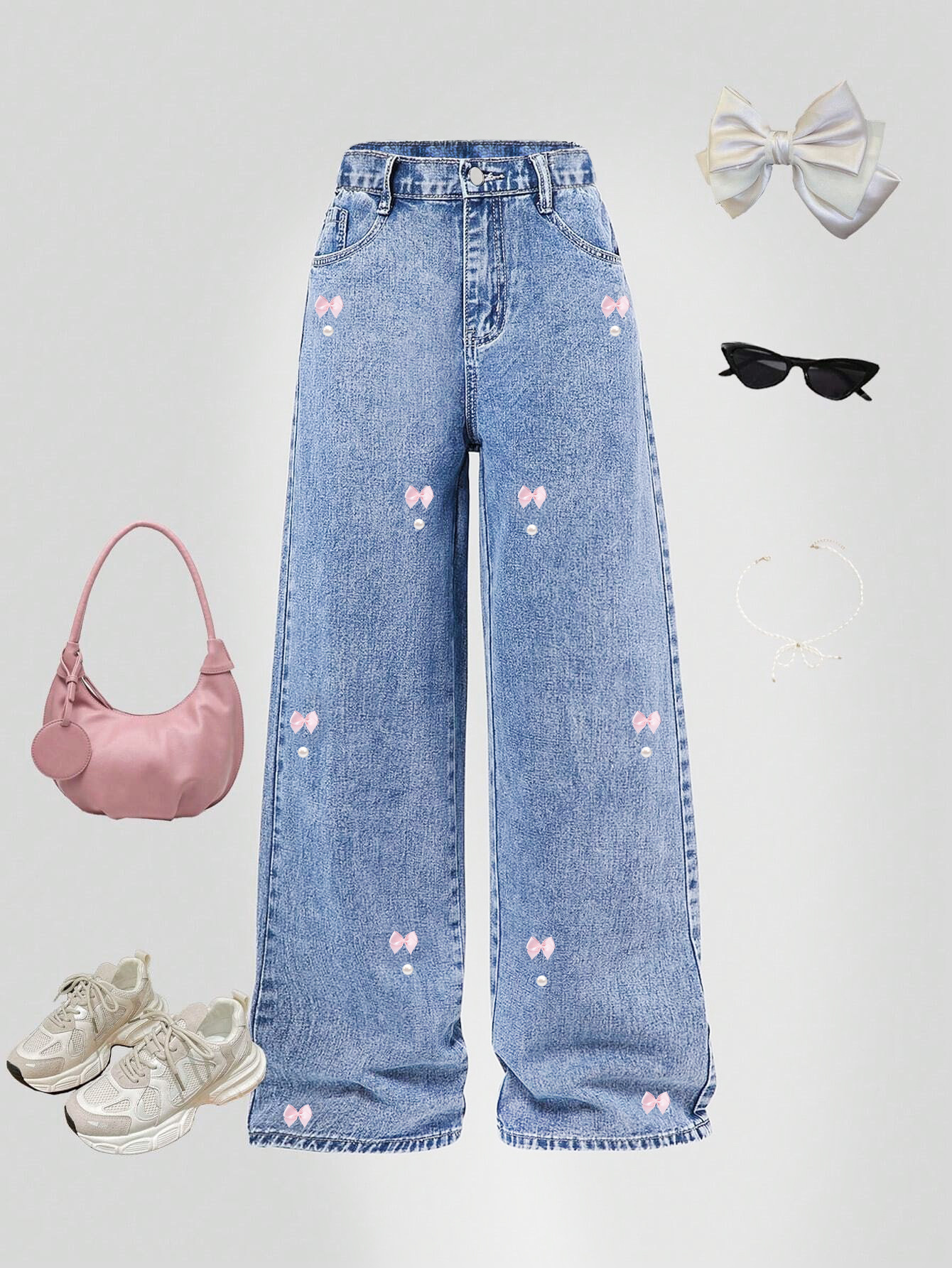 Vintage Washed Wide Leg Denim Pants | High Waist Straight Cut