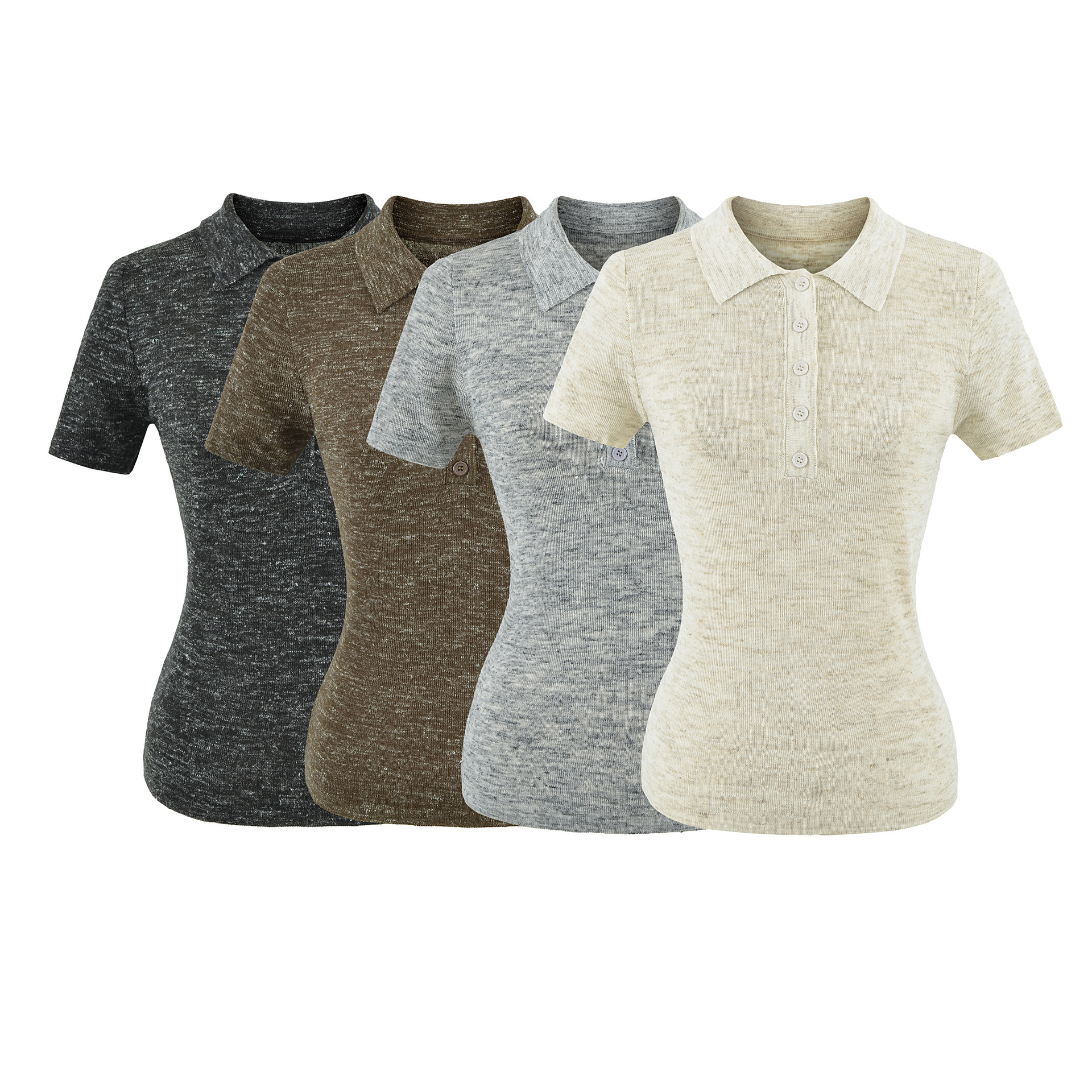 Linen Fitted Polo Shirt | Regular Shoulder Short Sleeve