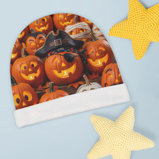 Jack-o'-Lantern Halloween Pumpkin Pattern Baby Beanie