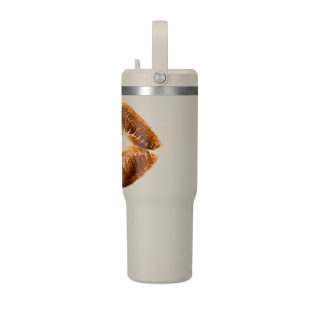 Faux Fur Kiss Lips Tumbler 32oz | Lip Print Travel Mug 24