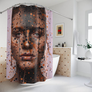Abstract Drip Portrait Shower Curtain | Artistic Face Splatter 1