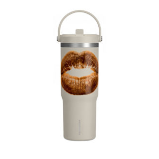 Faux Fur Kiss Lips Tumbler 32oz | Lip Print Travel Mug 3