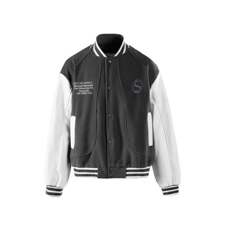 Embroidery Splicing Baseball Jacket | Unisex Loose Fit